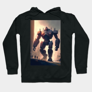 Giant futuristic robot attacking the city Hoodie